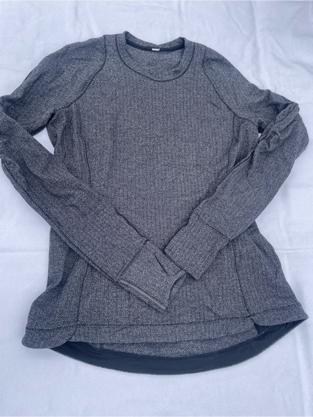 lululemon Swiftly Tech Long Sleeve Crew Size 12 Gray Herringbone Print Running